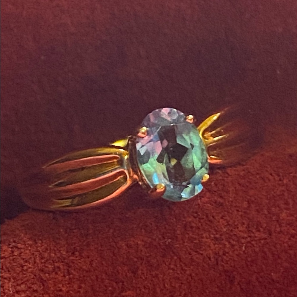Solid 10K Gold Aquamarine Ring 9